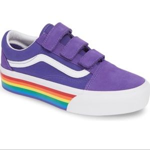 purple vans with rainbow bottom